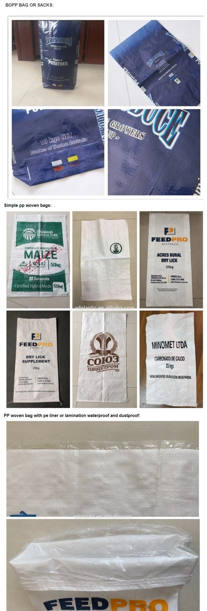 Polypropylene Bag Sand Plastic BOPP PP Woven Bag for Agricultural Dog Animal Feed Fertilizer Sugar 25kg Packing Bag