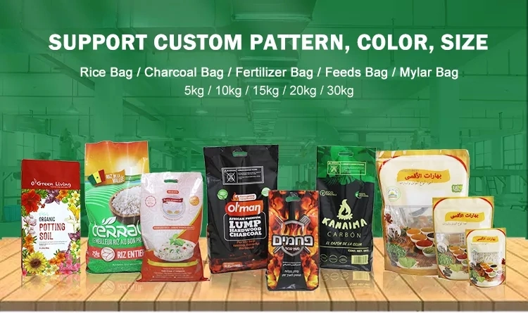 10kgs PP Woven Packing Custom Print BOPP Laminated Food Grade Transparent Rice Packaging Sack Bag